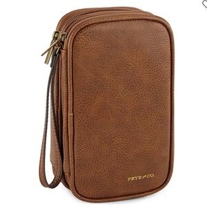 Frye and Co. vintage cognac vegan leather tech storage case 2 NIB
